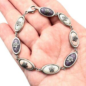 CCO Coleman Company Womens Bracelet Sterling Silver Pink Purple Gemstone 7.5"